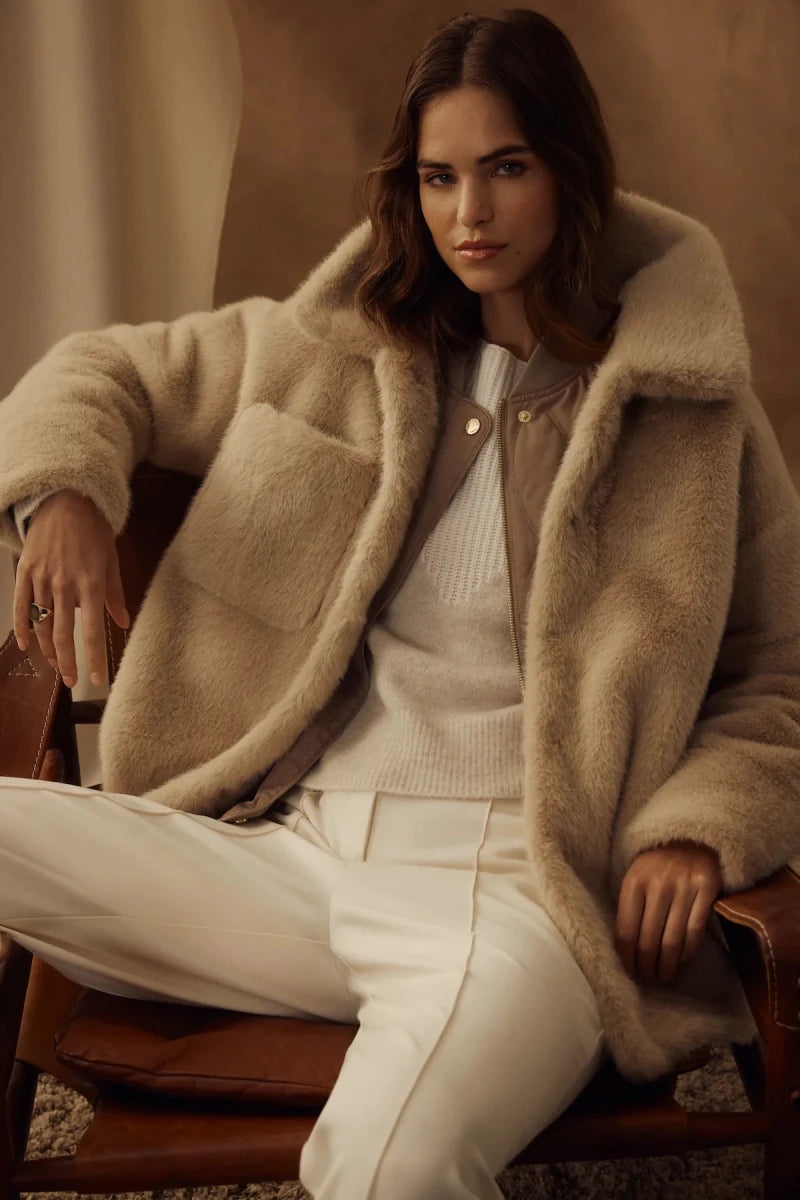 Cable | Franzi Faux Fur Jacket | Camel - Suzie Anderson Home