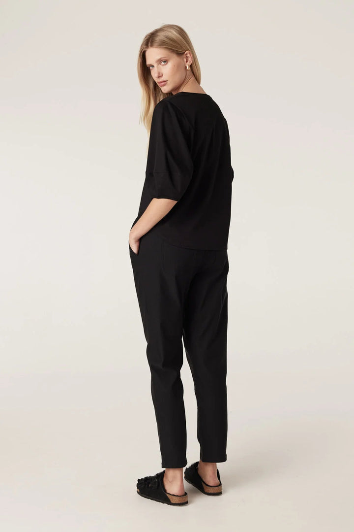 Cable | Pima Lantern Sleeve Top | Black - Suzie Anderson Home