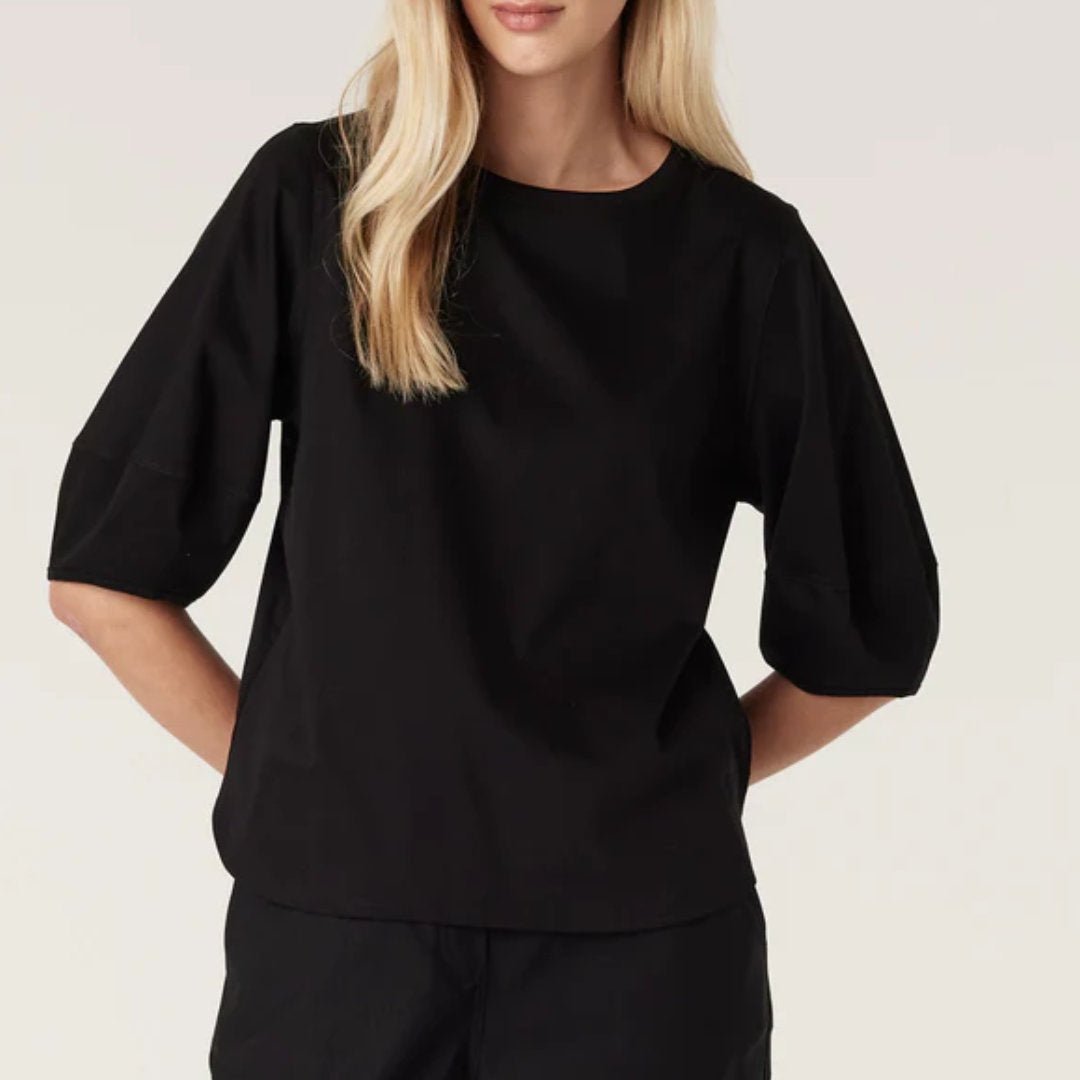 Cable | Pima Lantern Sleeve Top | Black - Suzie Anderson Home