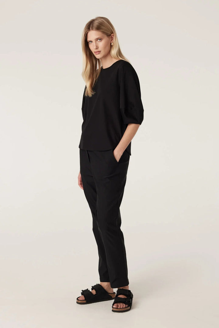 Cable | Pima Lantern Sleeve Top | Black - Suzie Anderson Home
