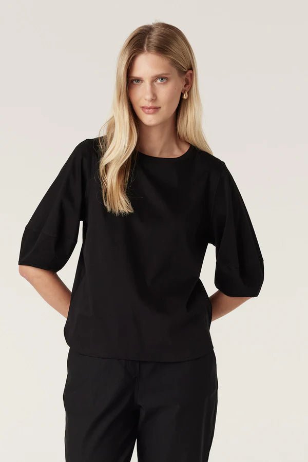 Cable | Pima Lantern Sleeve Top | Black - Suzie Anderson Home