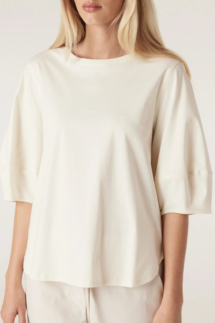 Cable | Pima Lantern Sleeve Top | Cream - Suzie Anderson Home