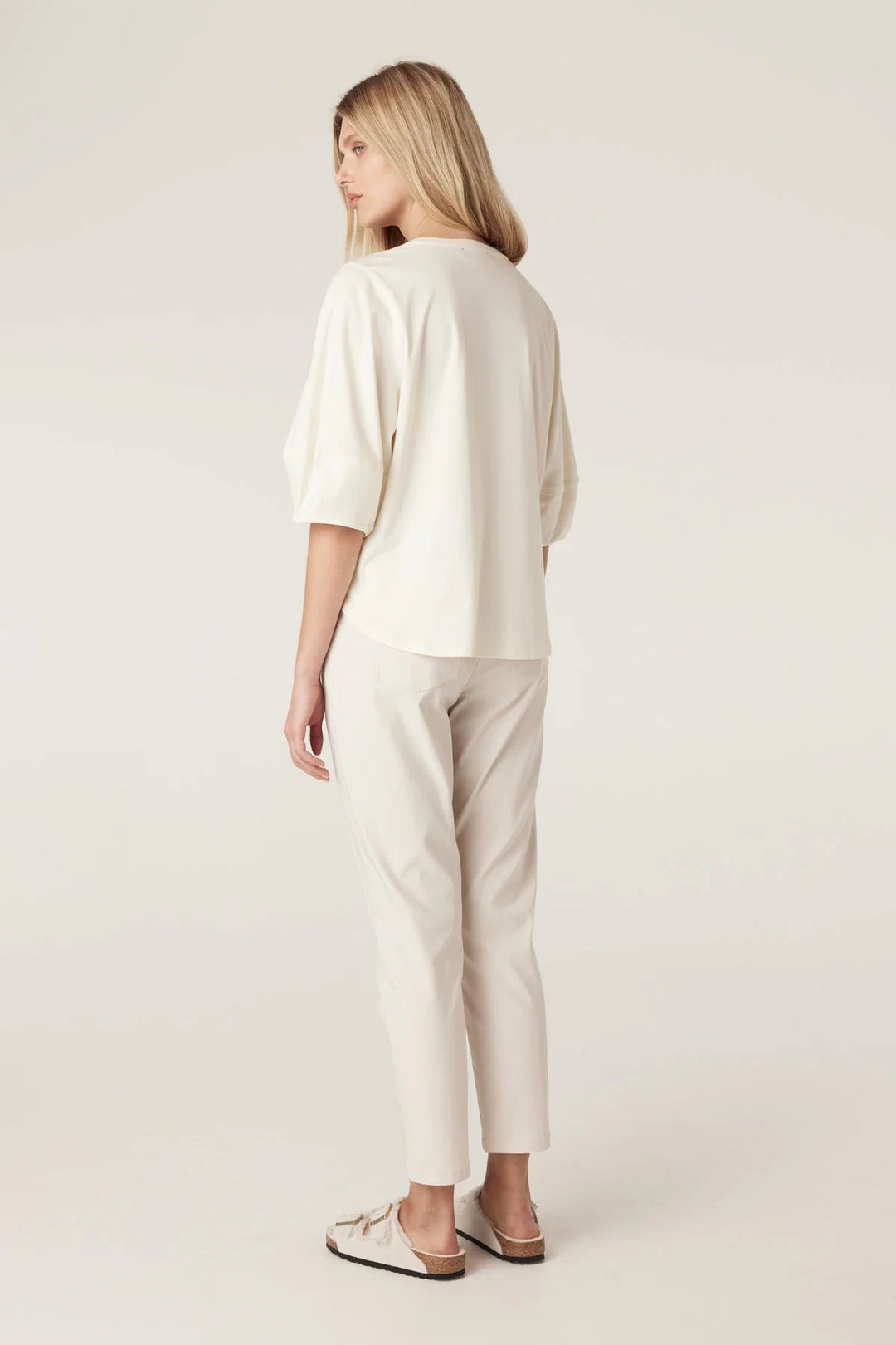 Cable | Pima Lantern Sleeve Top | Cream - Suzie Anderson Home