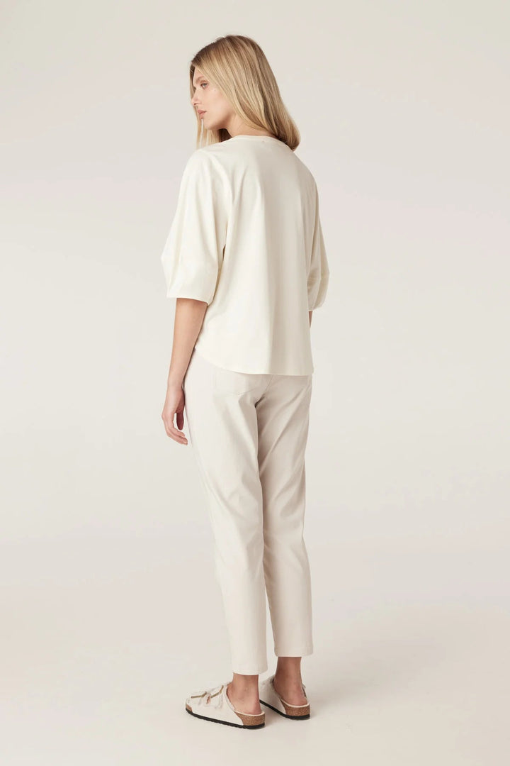 Cable | Pima Lantern Sleeve Top | Cream - Suzie Anderson Home