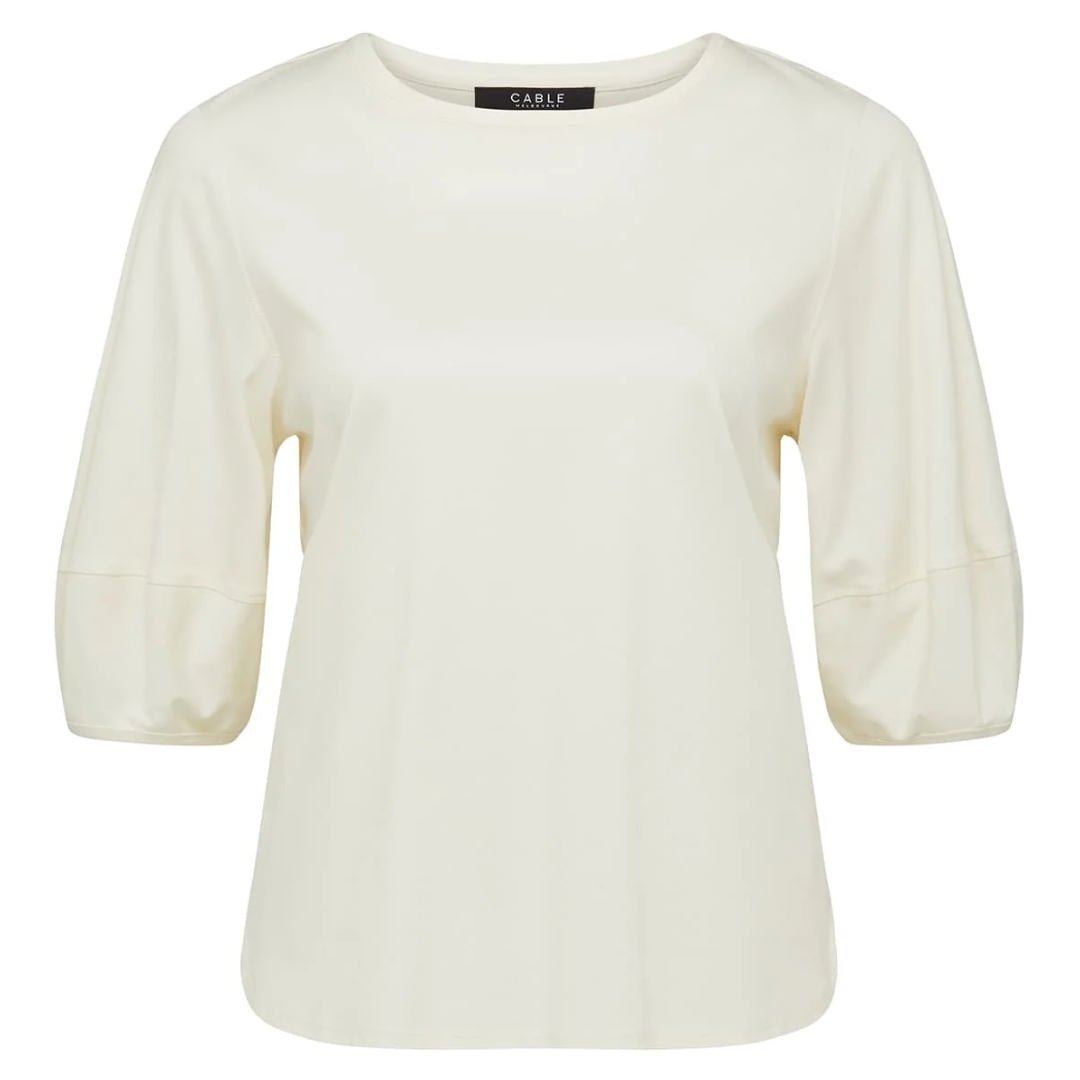Cable | Pima Lantern Sleeve Top | Cream - Suzie Anderson Home