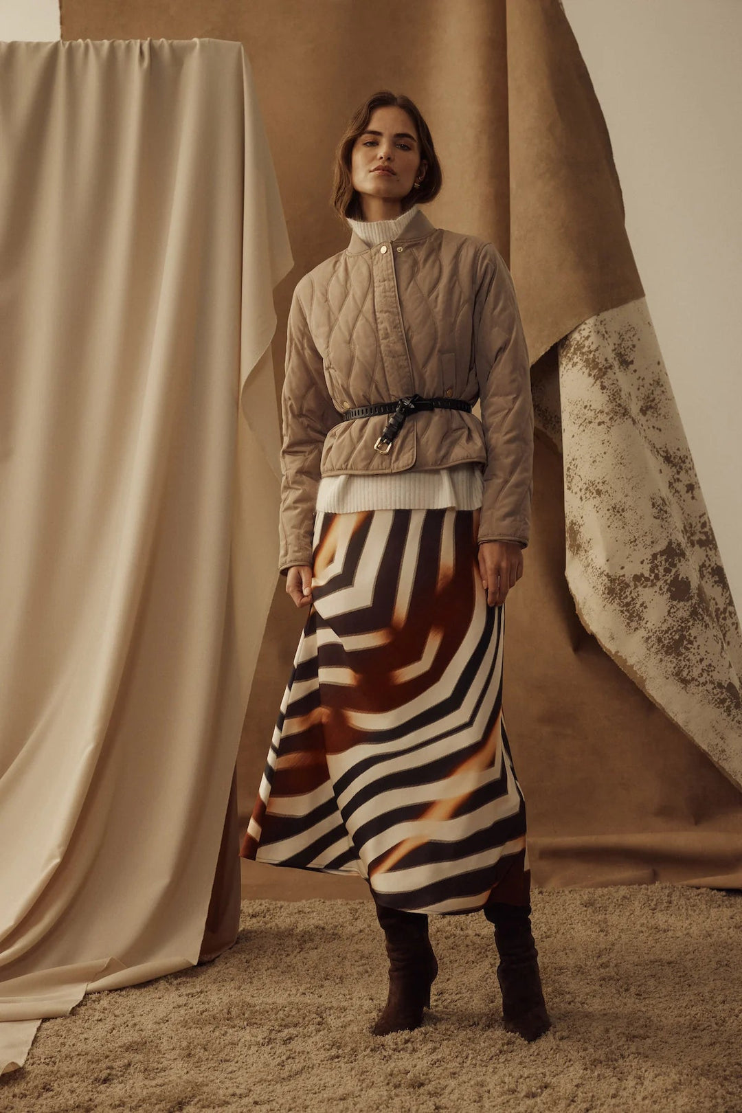Cable | Sasha Bias Cut Skirt | Zebra - Suzie Anderson Home