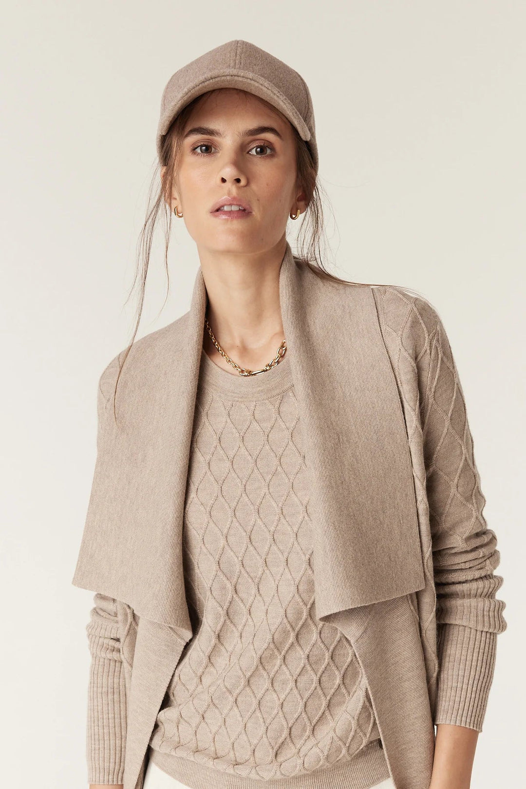 Cable | The Victoria Merino Cardigan | Pebble - Suzie Anderson Home