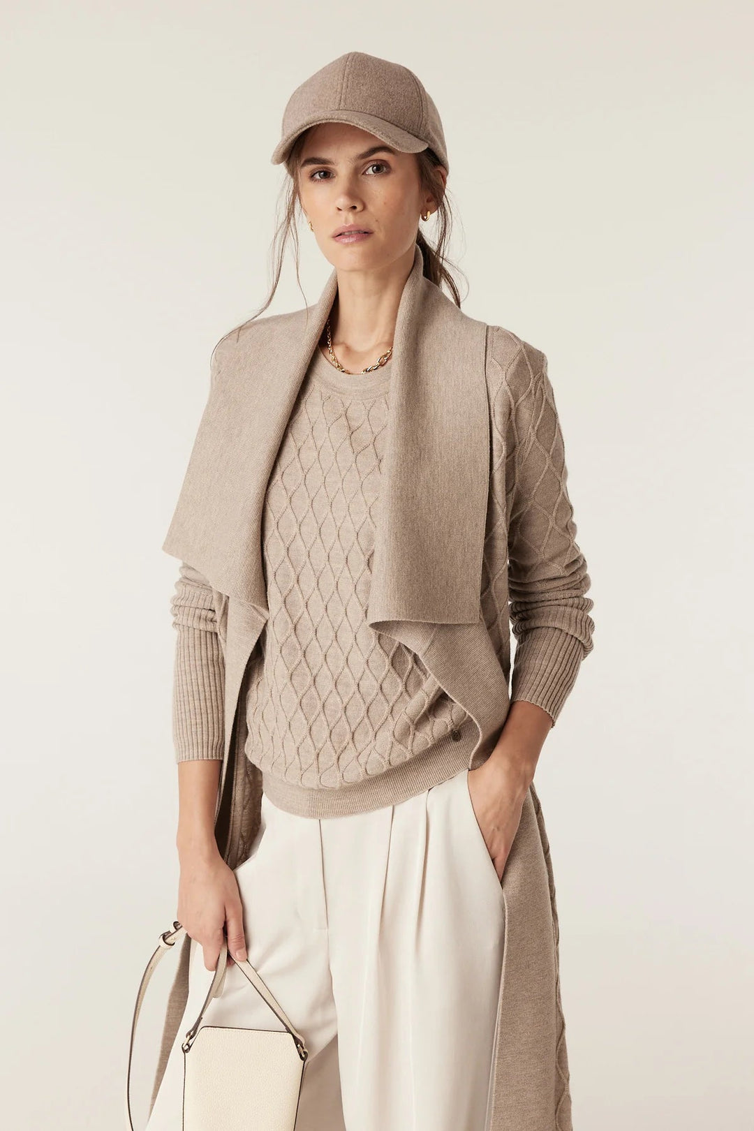 Cable | The Victoria Merino Cardigan | Pebble - Suzie Anderson Home