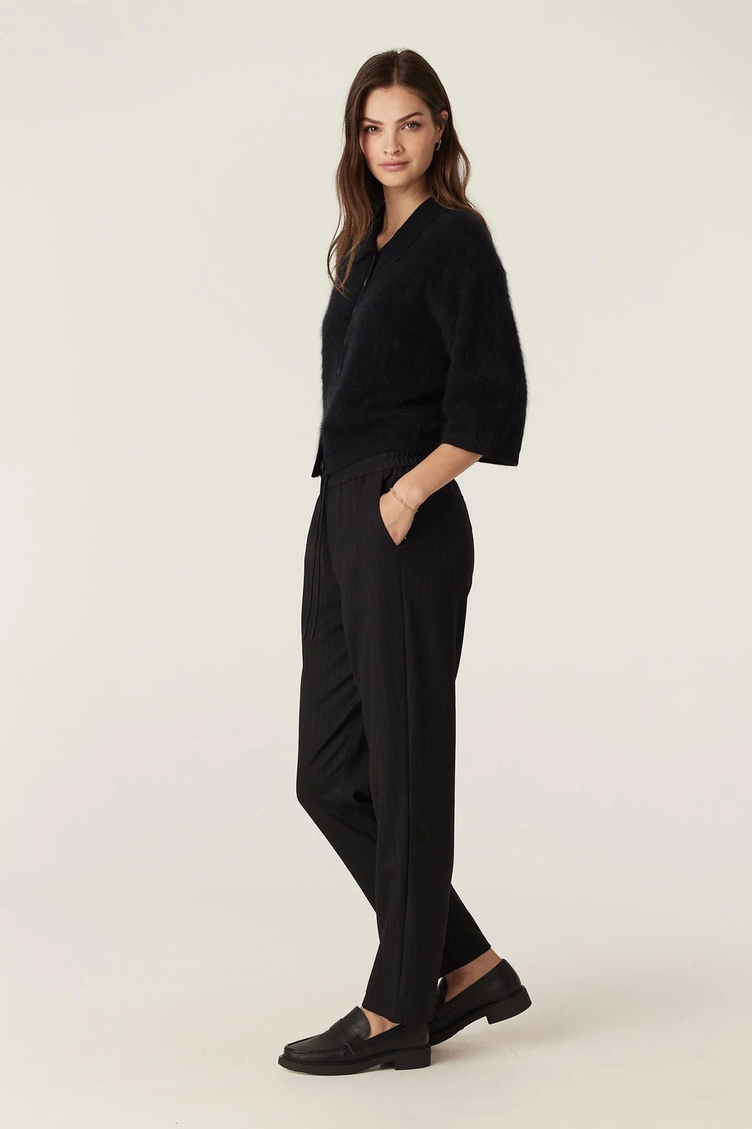 Cable | Vincent Wool Pant | Black Pinstripe - Suzie Anderson Home