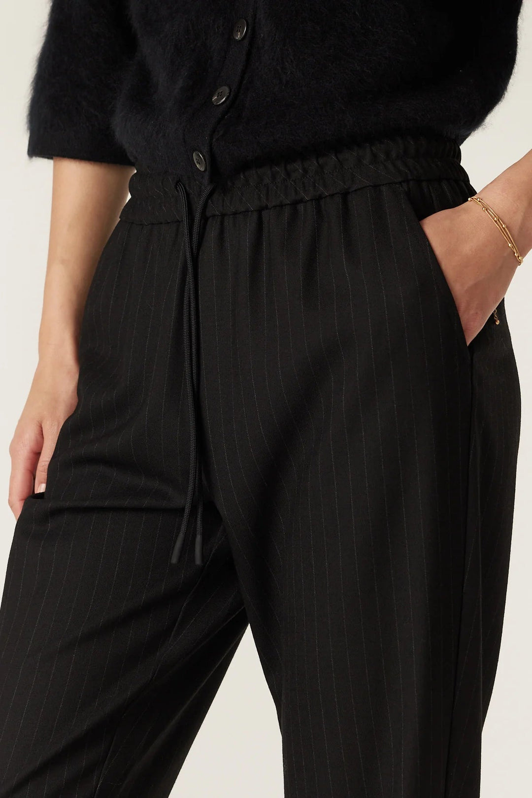 Cable | Vincent Wool Pant | Black Pinstripe - Suzie Anderson Home