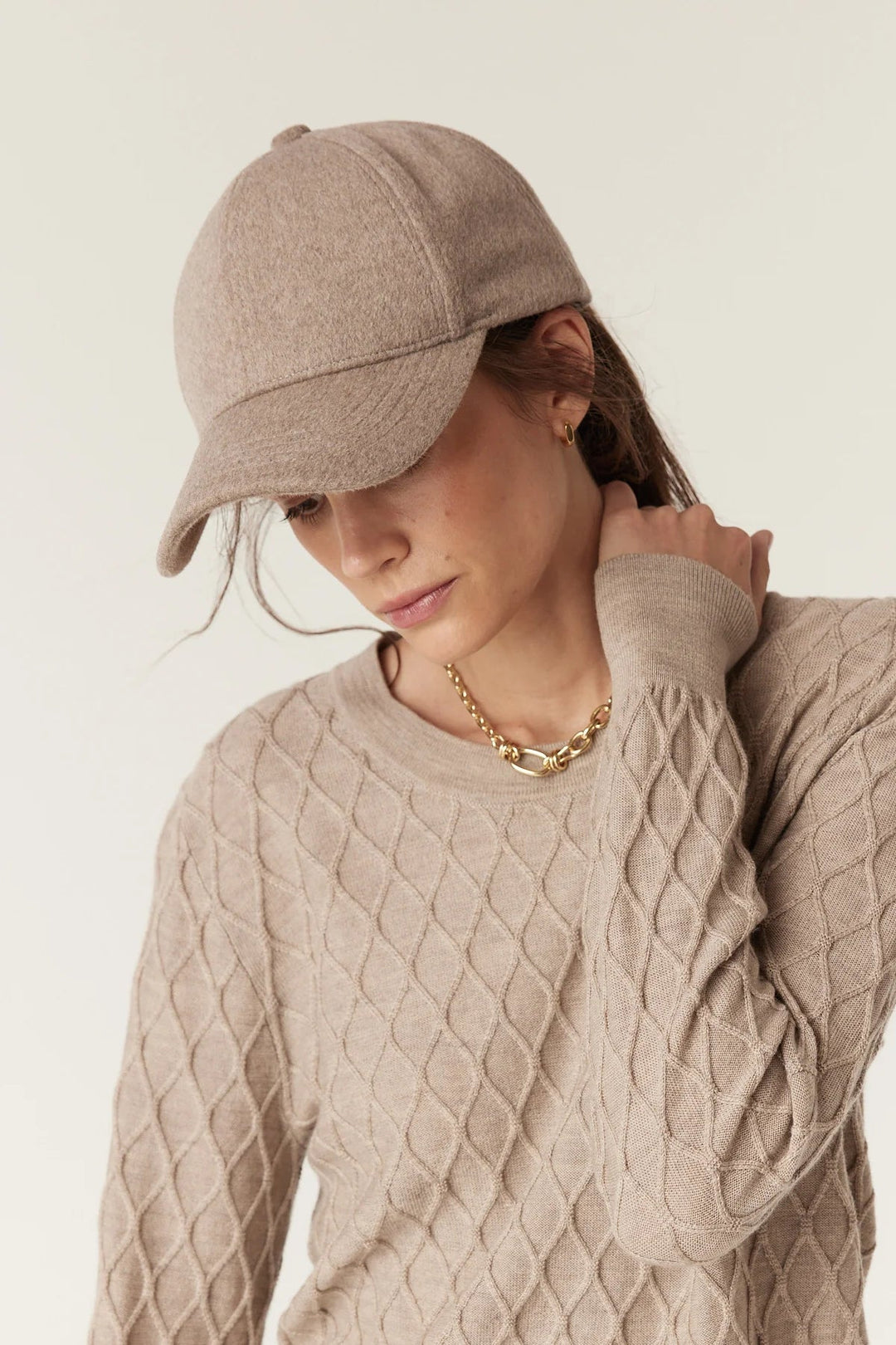 Cable | Wool Cashmere Cap | Pebble - Suzie Anderson Home