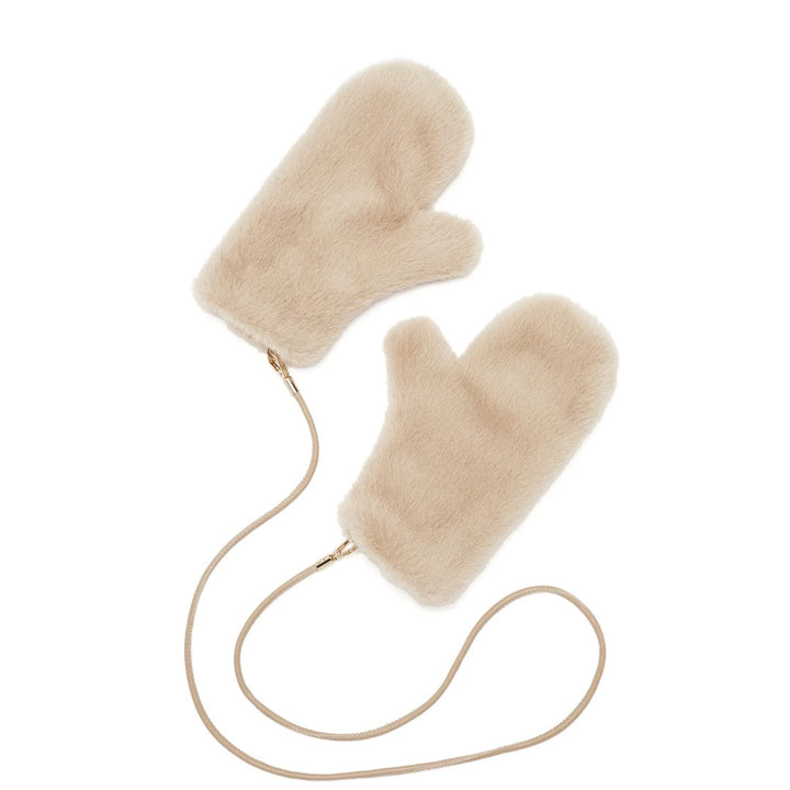 Cable | Faux Fur Mittens | Camel