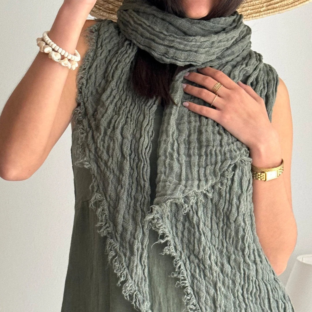 Bypias | Boho Mesh Linen Scarf | Camo