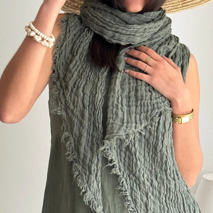 Bypias | Boho Mesh Linen Scarf | Camo