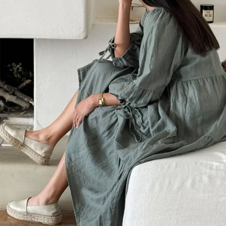 Bypias | Summer Day Linen Dress | Camo (BOWRAL)
