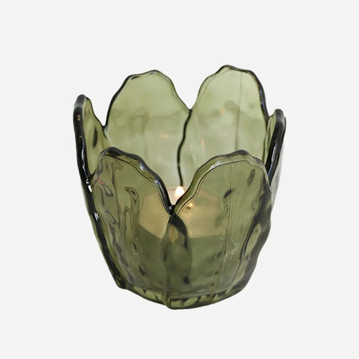 Florette Tinted Green Glass Candleholder