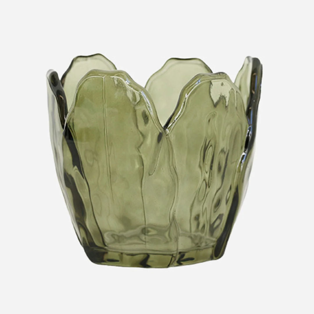 Florette Tinted Green Glass Candleholder