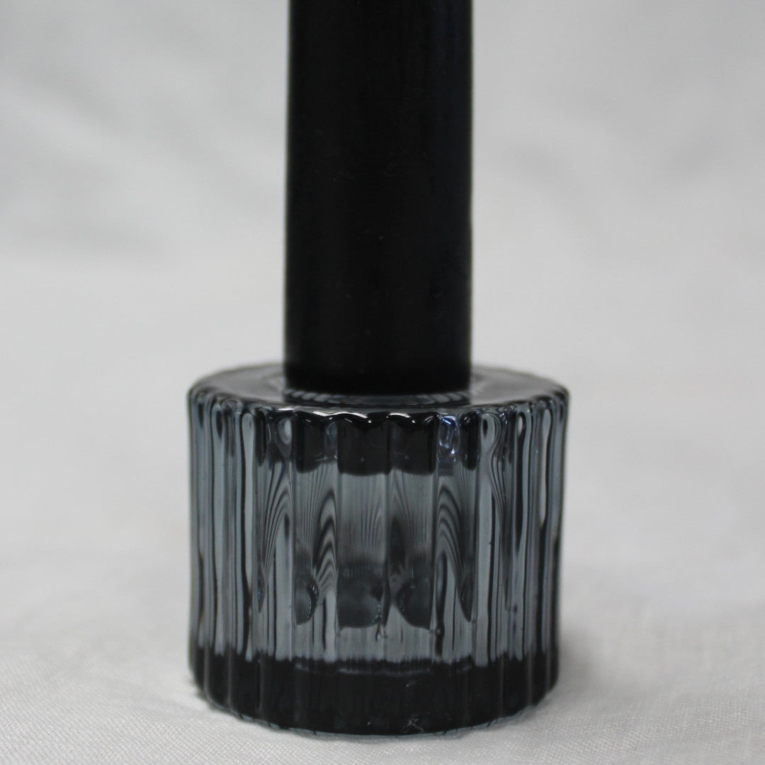 Ruffle Glass Candleholder | 4cm | Black