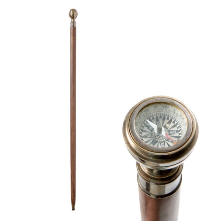 Captains Compass Brass Walking Stick (Costume Accessory Only)