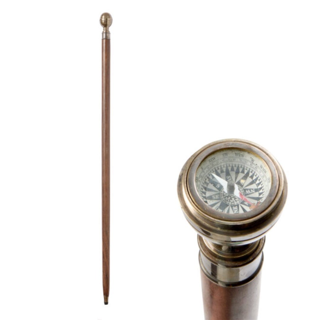 Captains Compass Brass Walking Stick (Costume Accessory Only) - Suzie Anderson Home