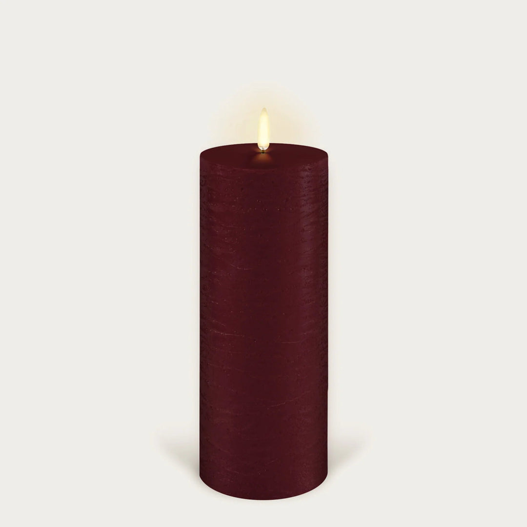 Carmine Red Textured Flameless Pillar Candles | Remote Controllable - Suzie Anderson Home