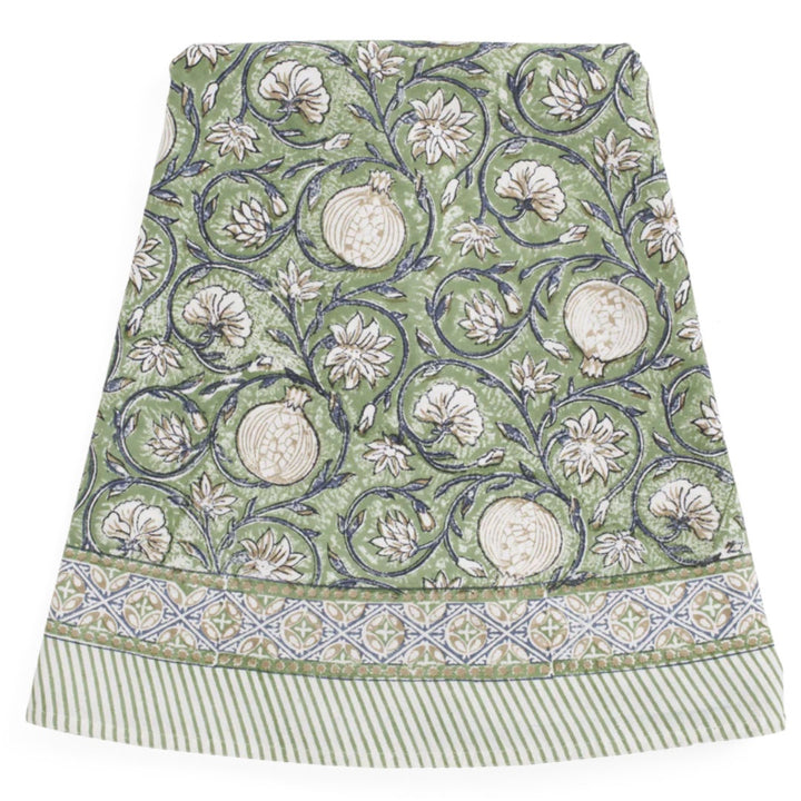 Tangier Pomegranate| Cotton Tablecloth 220cm Round | Green