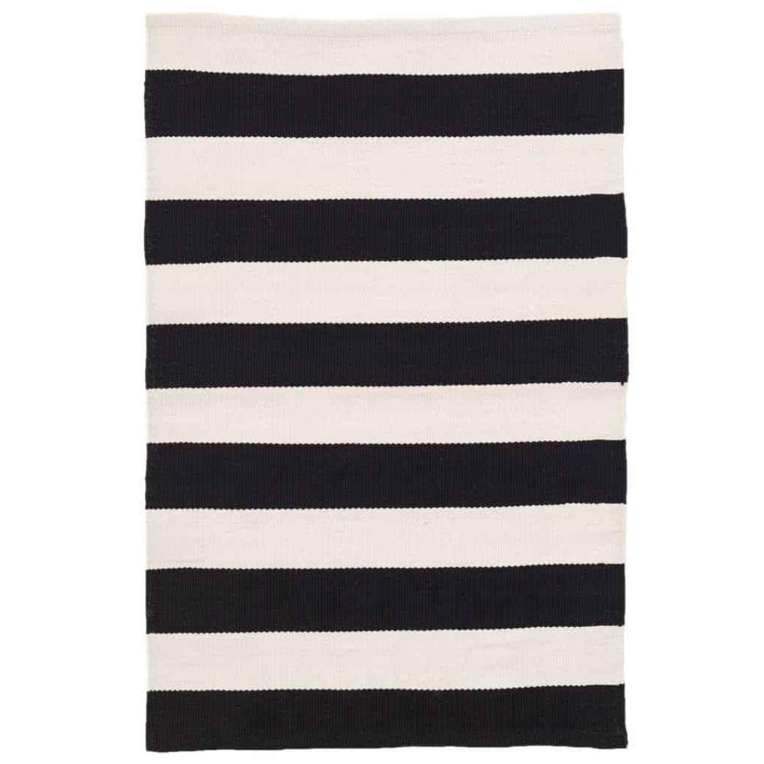 Catamaran Stripe | Black/Ivory Indoor Outdoor Rug | 121x182 - Suzie Anderson Home