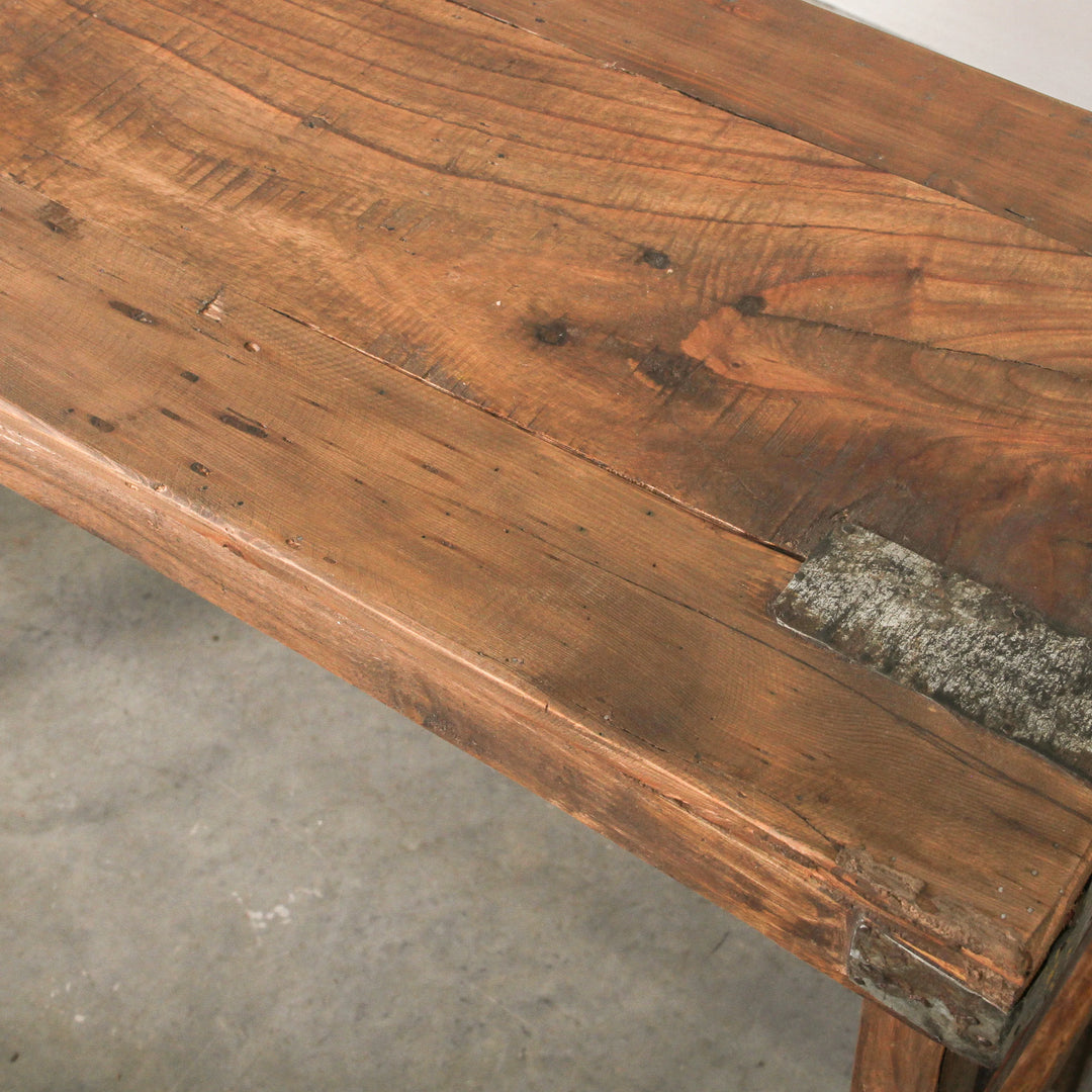 Rajasthan Console Table | Collapsible Legs | Dark Natural | W179 x D42 x H79cm