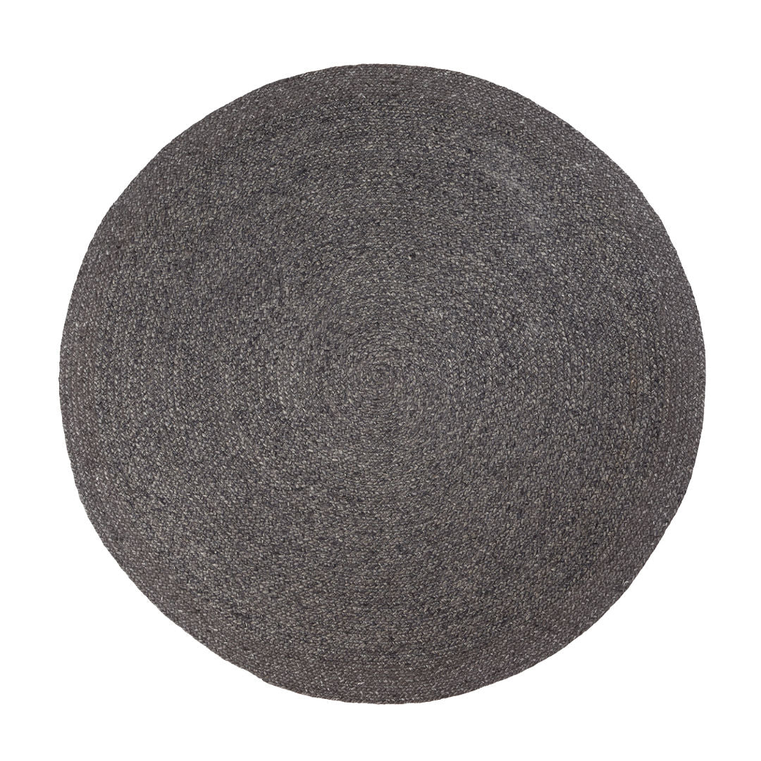 Armadillo Braid Wool/Viscose Round Rug | Charcoal *Dropship Only*