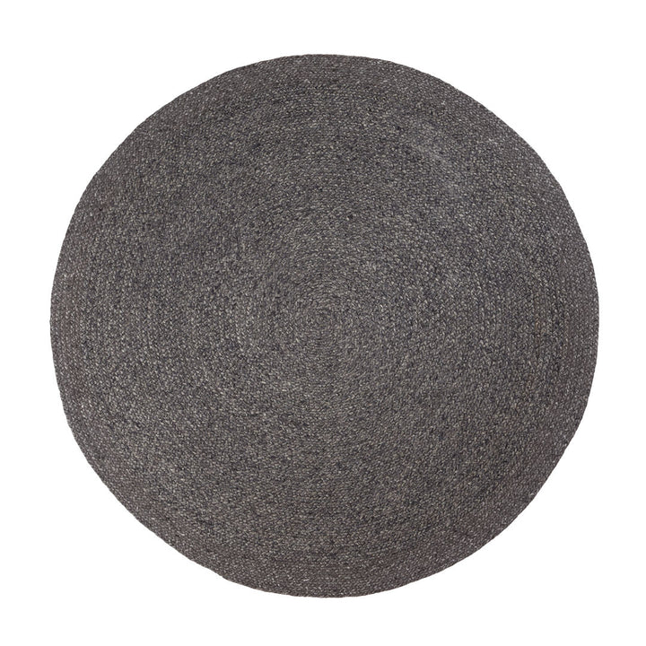 Armadillo Braid Wool/Viscose Round Rug | Charcoal *Dropship Only*