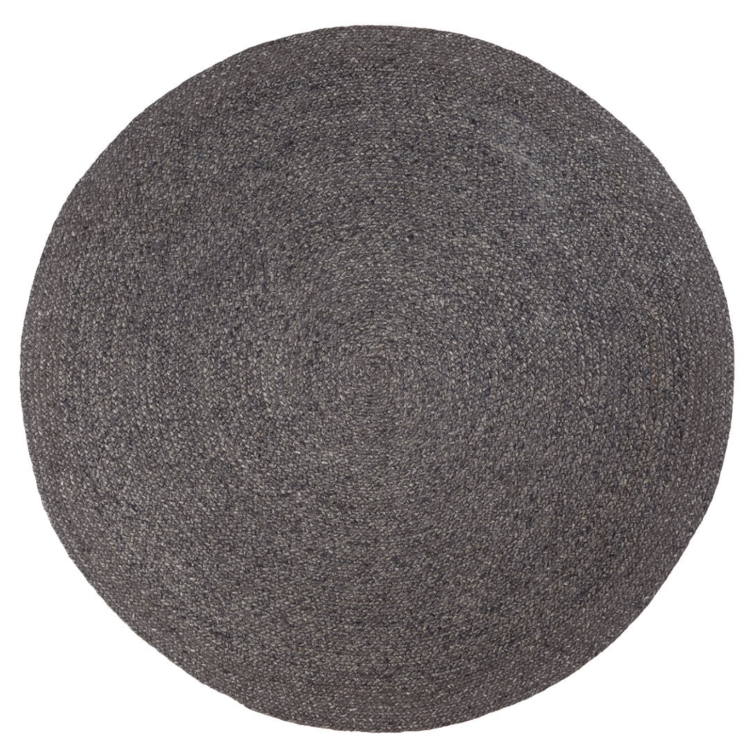 Armadillo Braid Wool/Viscose Round Rug | Charcoal *Dropship Only*