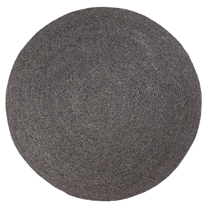 Armadillo Braid Wool/Viscose Round Rug | Charcoal *Dropship Only*