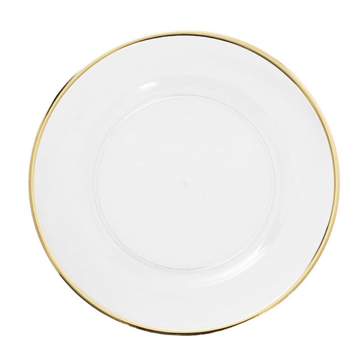 Clear Charger Plate w Gold Edge  (33cmD)