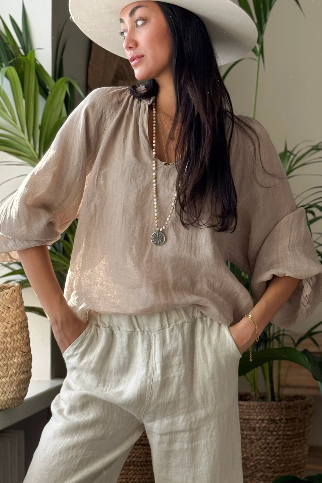Bypias | Chessie Linen Blouse | Cashmere