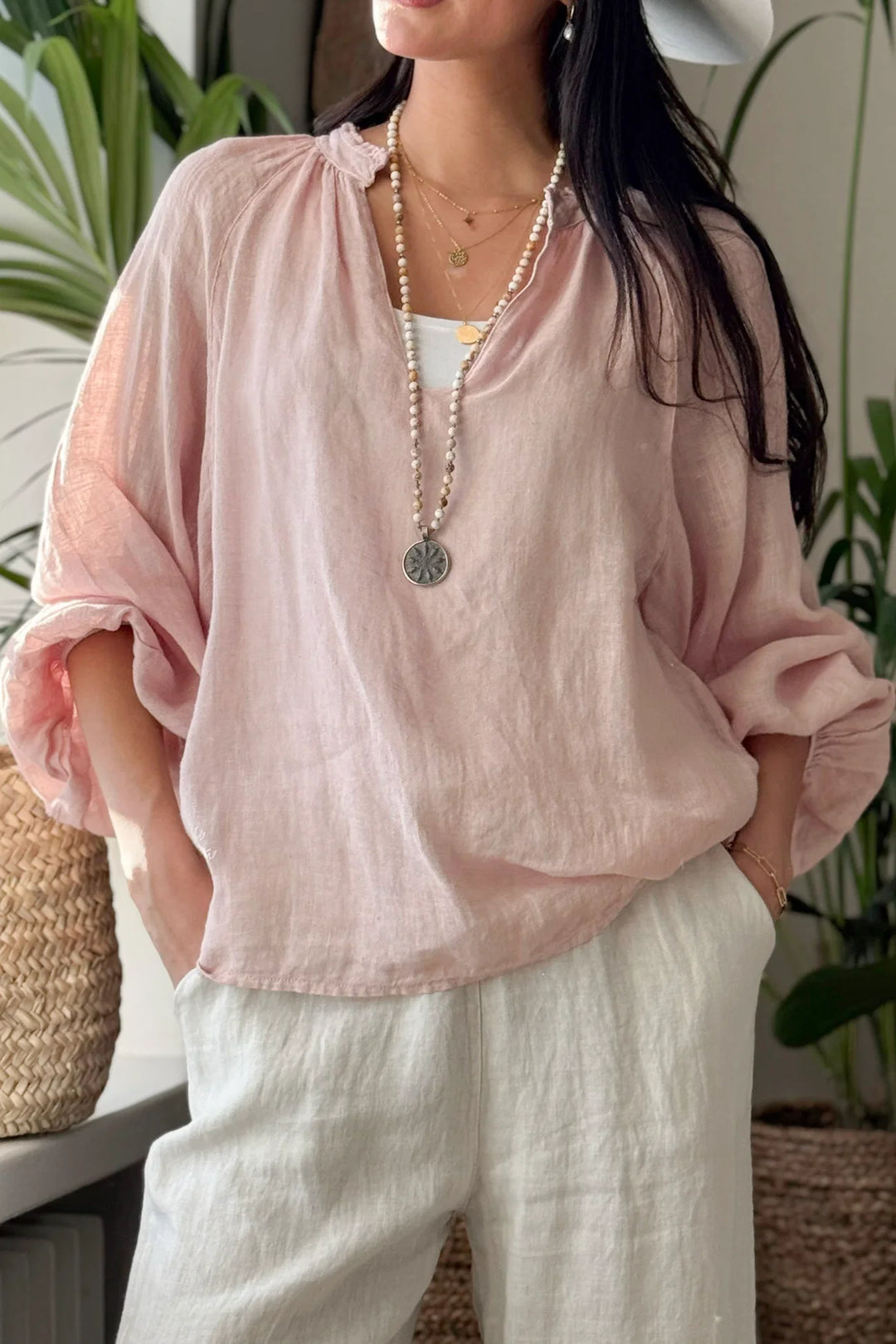 Bypias | Chessie Linen Blouse | Light Pink