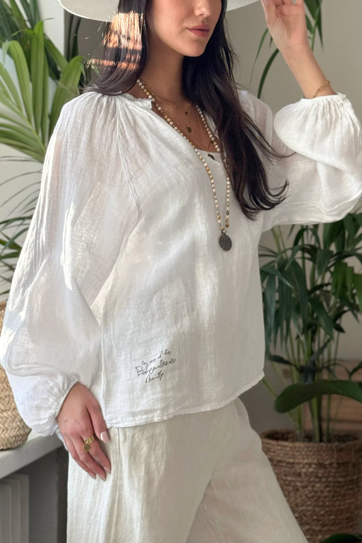 Bypias | Chessie Linen Blouse | White