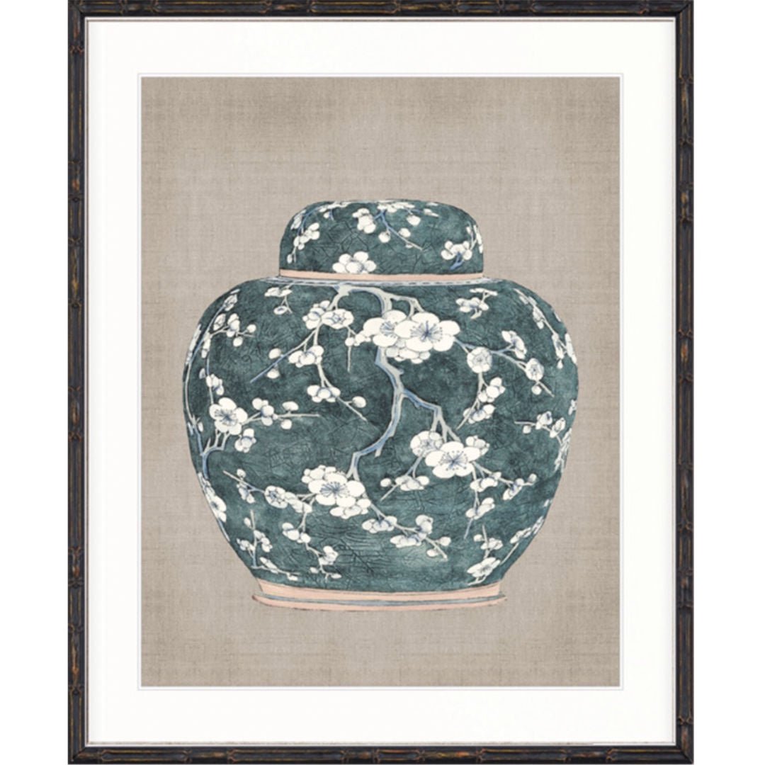 Chinoiserie Urn III | Bamboo Black Frame - Suzie Anderson Home