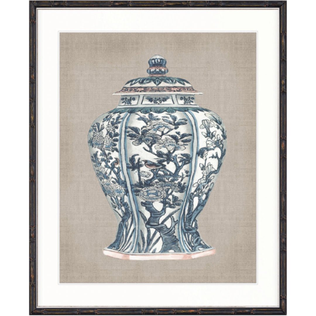 Chinoiserie Urn IV | Bamboo Black Frame - Suzie Anderson Home