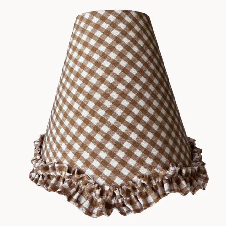 Chocolate Gingham Scalloped Ruffle Lamp Shade - For Rechargeable Lamp Base Only