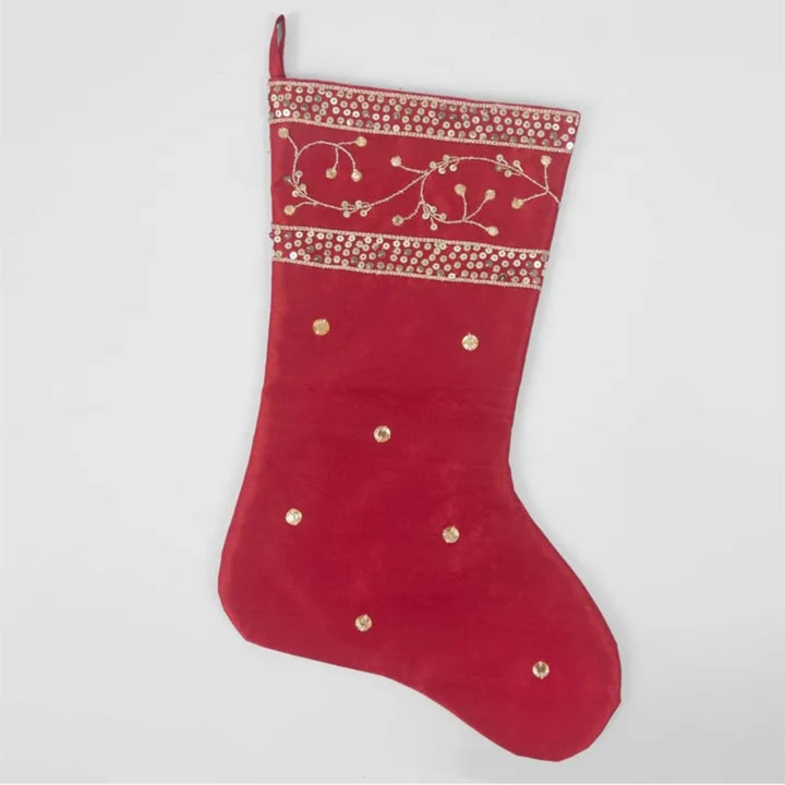 Red Silk Meander Christmas Stocking