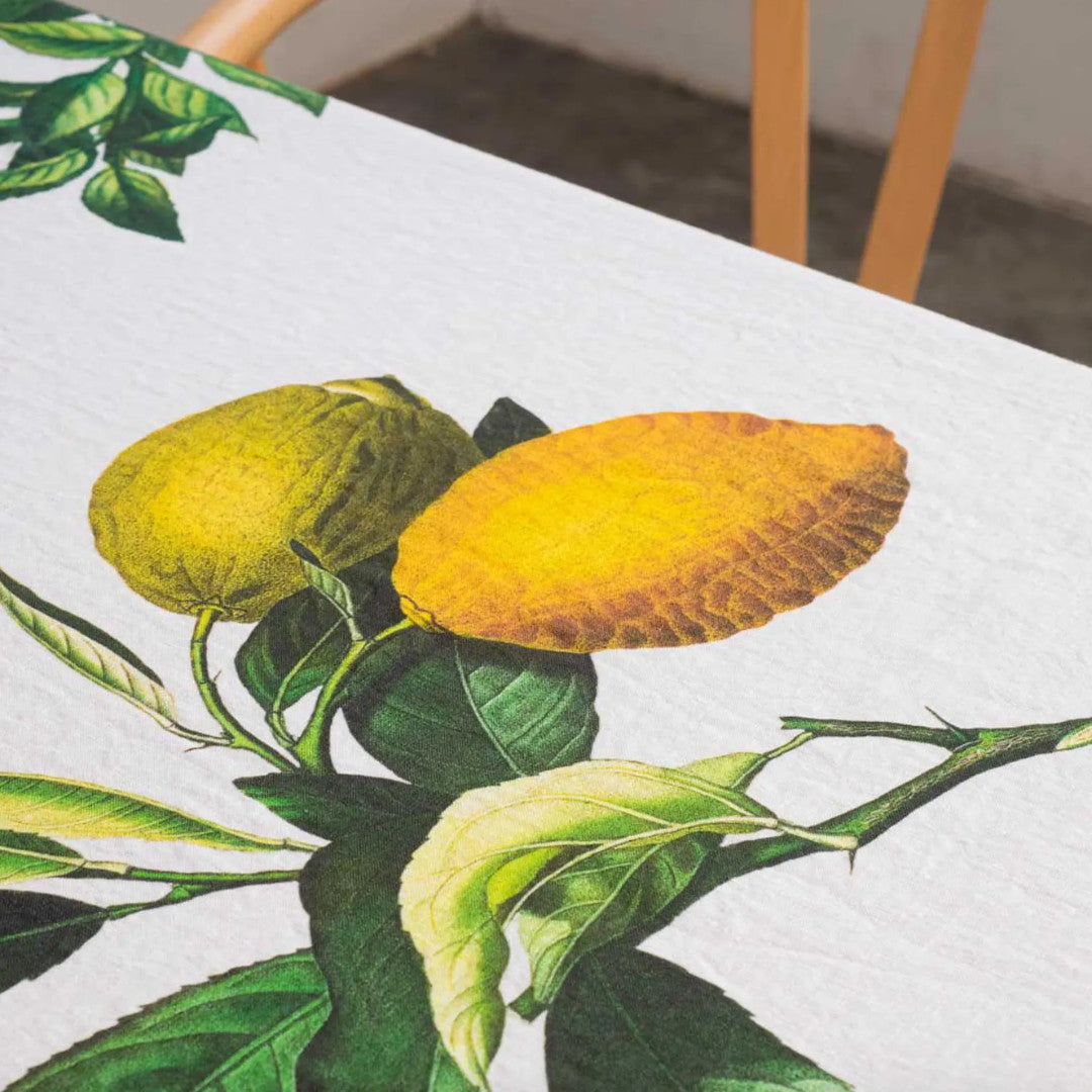 Citruses White Linen Tablecloth | 170x250cm
