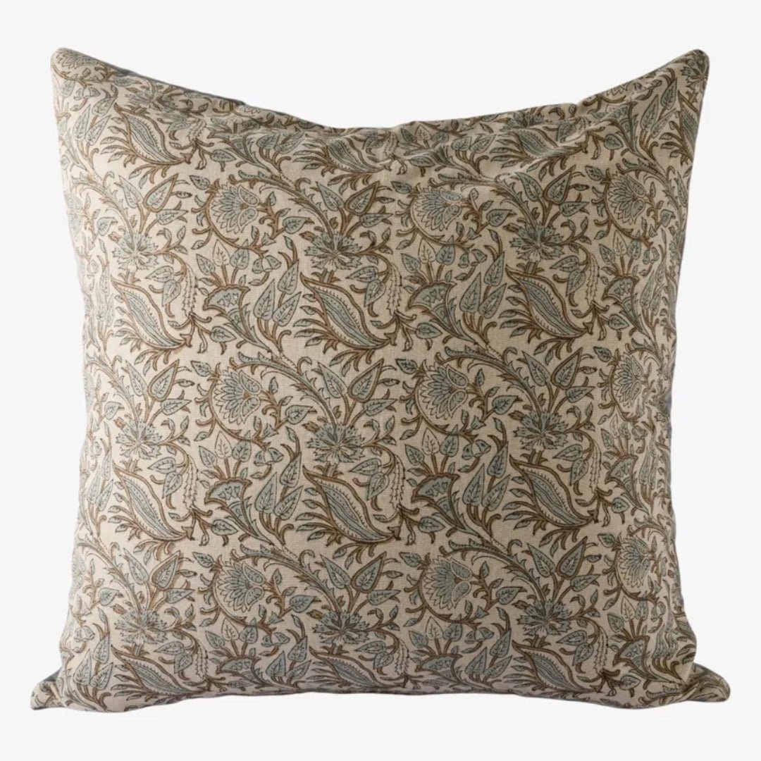 Ciara Handblock Cotton Velvet PAIR Eurocases 65cm - Suzie Anderson Home