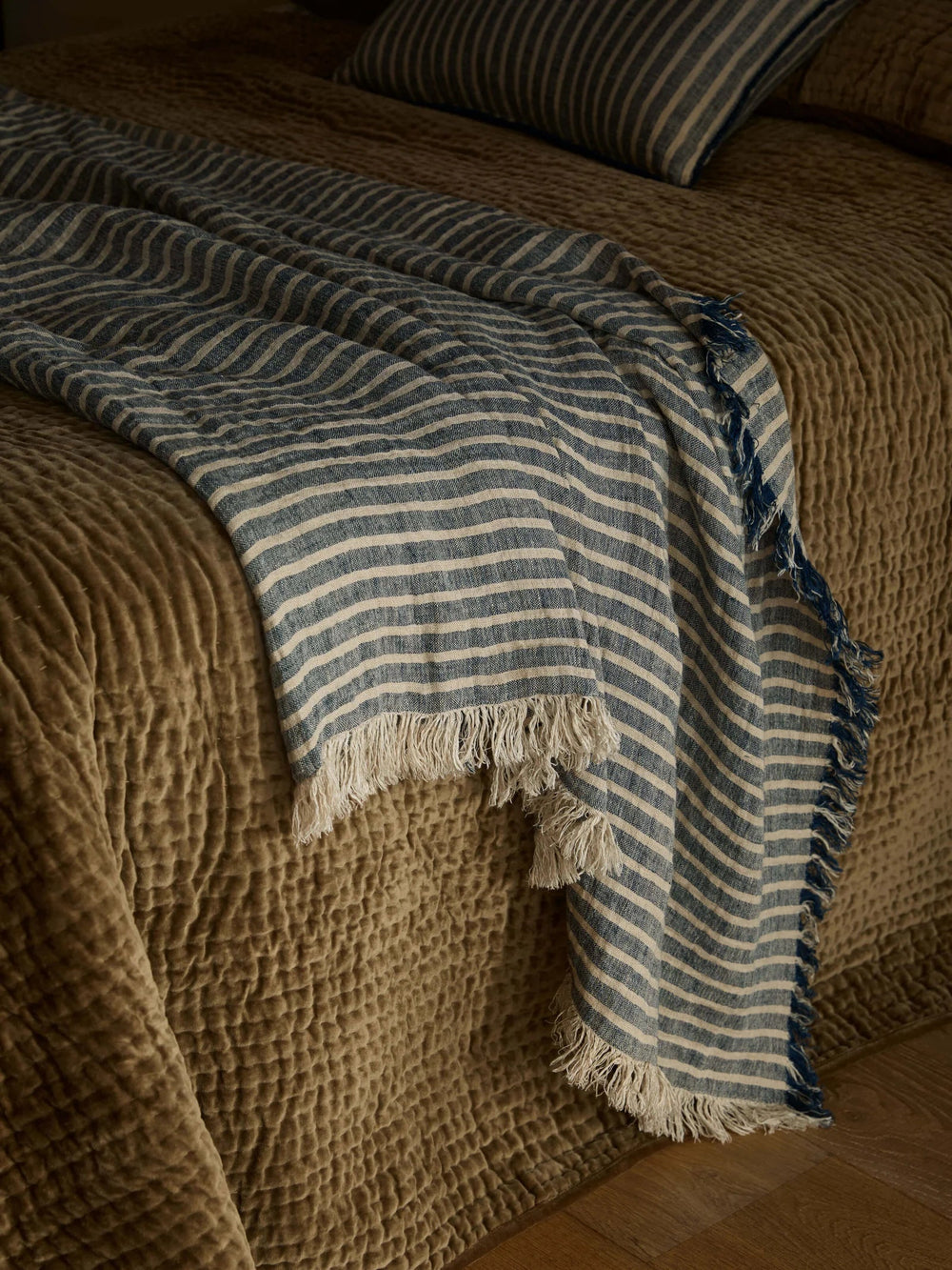 Cino Khaki Cotton Velvet Quilt | 220x240cm - Suzie Anderson Home