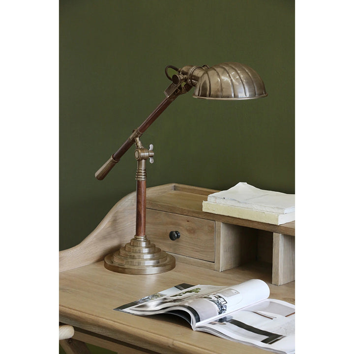 Clam Desk Lamp | Adjustable | Brass Antiqued Finish | H 67cm approx - Suzie Anderson Home
