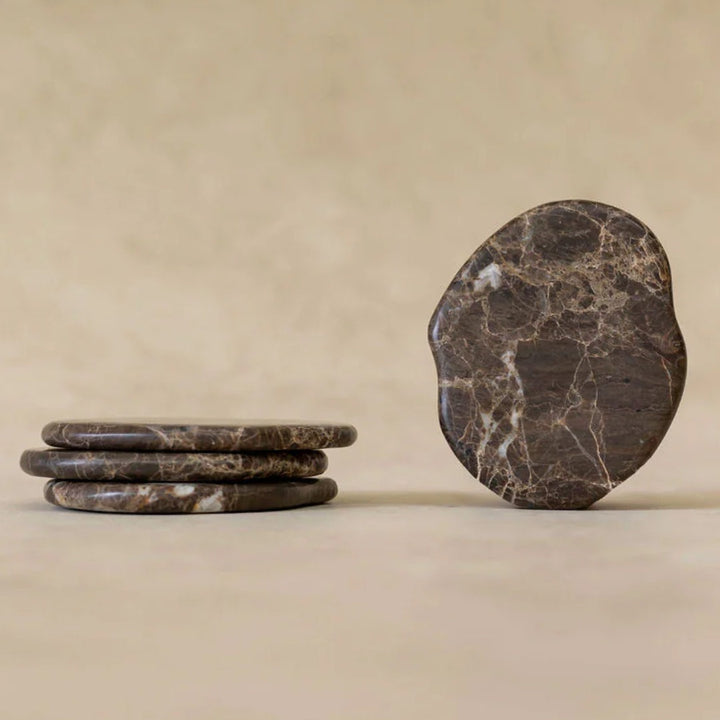 Anchor Marble Coasters | Set of 4 | Brown Emperador
