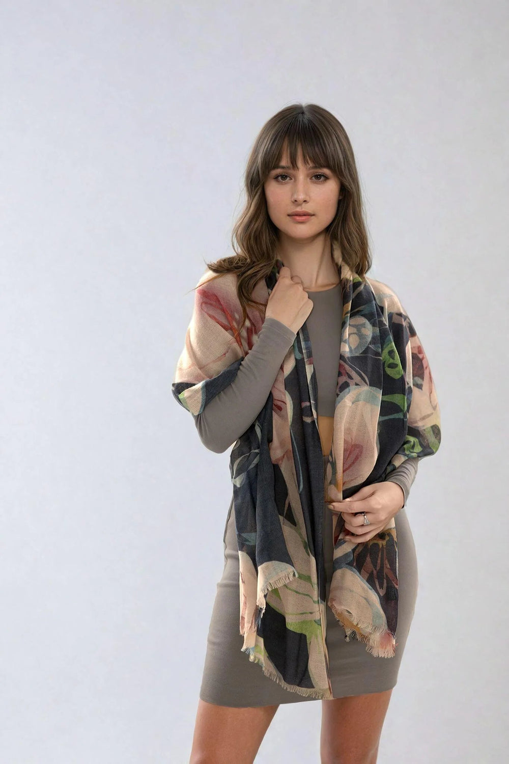 Colleen Merino Wool Scarf – Pink Floral | 70 x 180 cm - Suzie Anderson Home