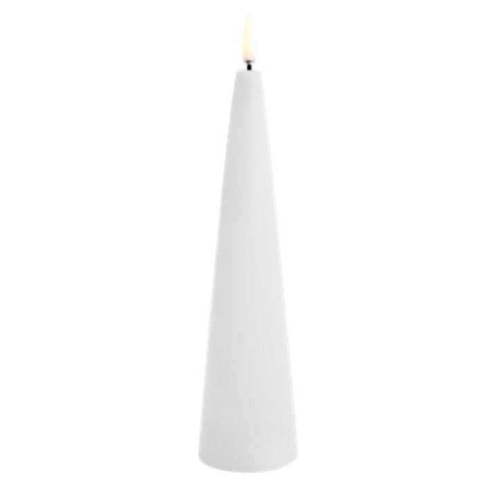 Nordic White Smooth Flameless Cone Candle | Medium | 5.8 x 21.5cm