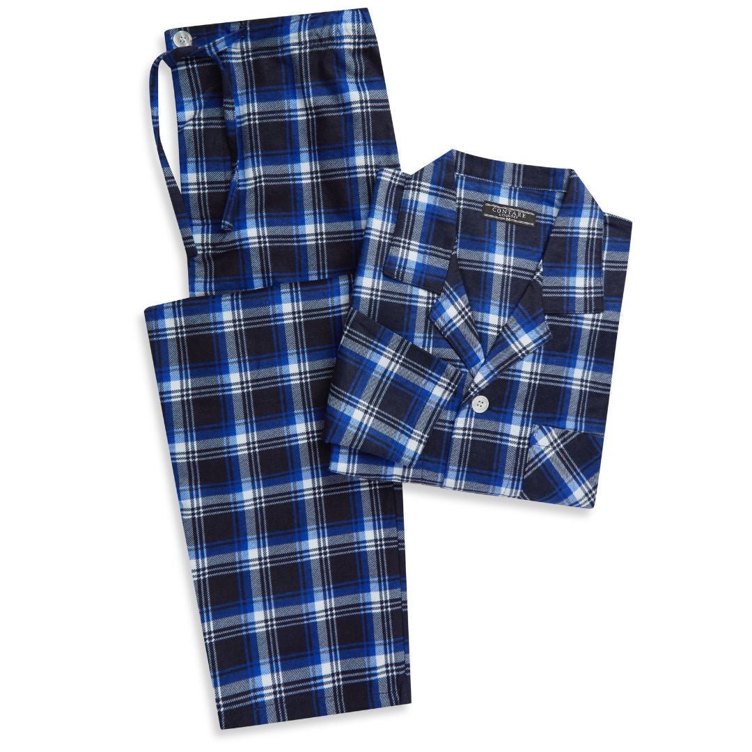 Contare | Men's Country Flannel PJ Set | Irish Country Tartan Blue - Suzie Anderson Home