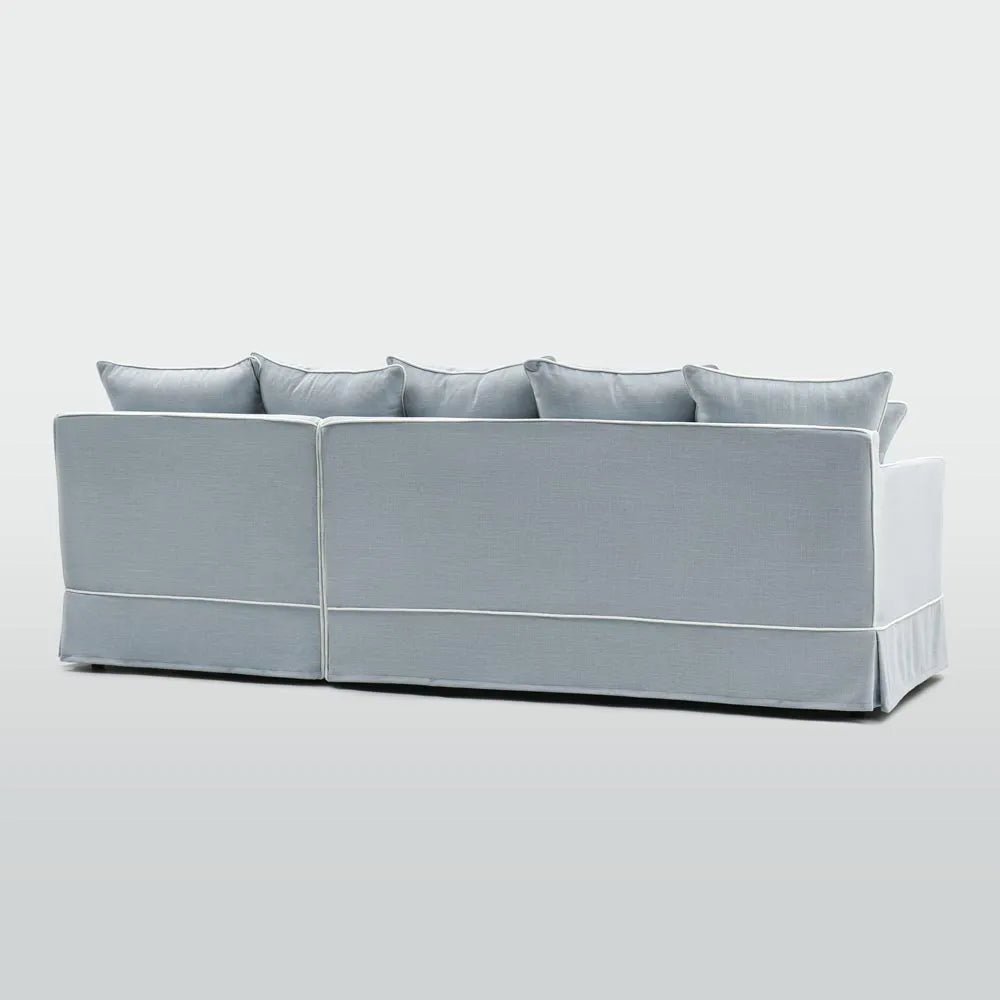 Coolum Slip Cover 3 Seat Sofa with Right Facing Chaise | Hamptons Beach Fabric - Suzie Anderson Home