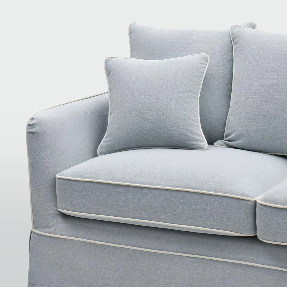Coolum Slip Cover 3 Seat Sofa with Right Facing Chaise | Hamptons Beach Fabric - Suzie Anderson Home